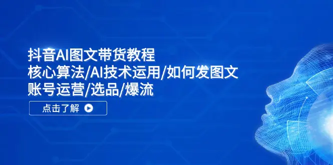 抖音AI图文带货教程：核心算法/AI技术运用/如何发图文/账号运营/选品/爆流-3A资源站