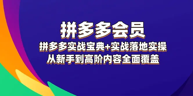 拼多多 会员，拼多多实战宝典+实战落地实操，从新手到高阶内容全面覆盖-3A资源站